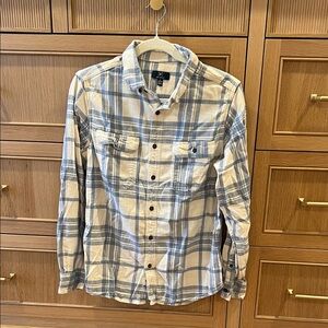 Light Blue and White Super Soft  flannel shirt- size M